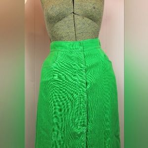 70s Lime Green Button Up Pencil Skirt by Ellen Tracy